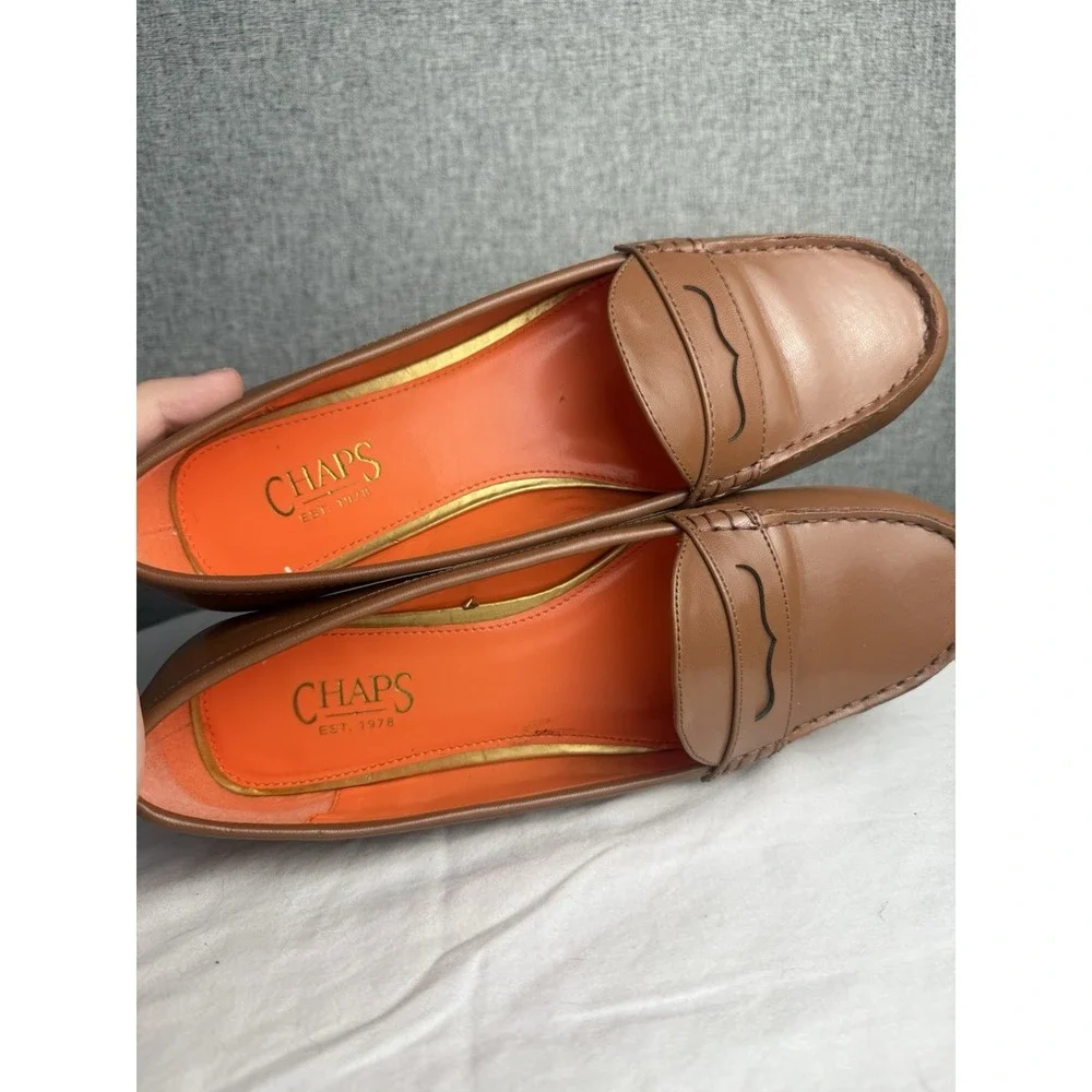 Chaps Cerra Loafers Driving Moccasins Slip On Shoes Tan Brown Orange Preppy 10 B